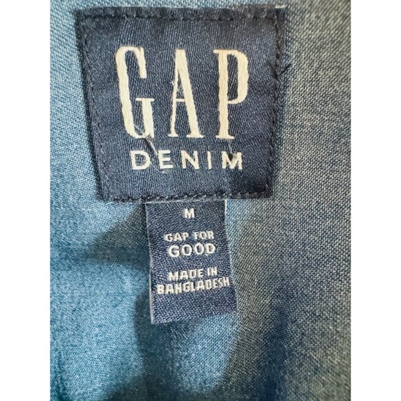 Gap Medium Denim Button-Up Dress Long Sleeve Viscose Blue - Picture 2 of 11